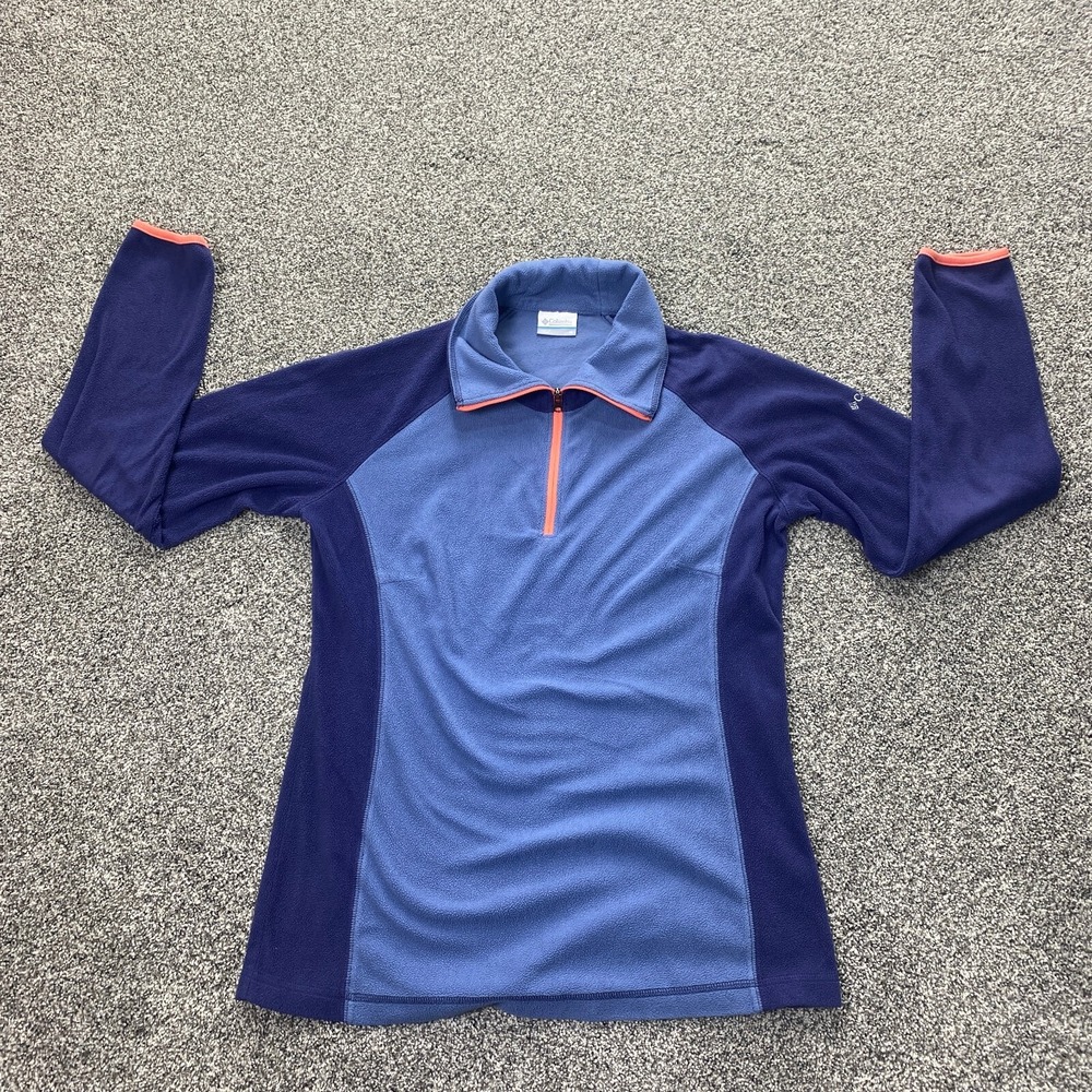 Columbia Sweater Womens M Blue Purple Zip Fleece Pile Pullover Sweatshirt Jacket